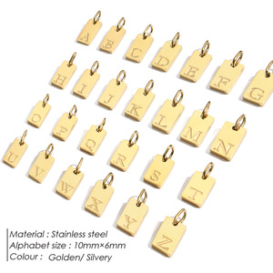 Vente en gros de breloques et pendentifs en acier inoxydable avec 26 lettres initiales, accessoires, symbole porte-bonheur, collier, cadeau d'anniversaire - Product Image 2