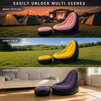 Ensemble chaise longue et ottoman gonflables, dossier ergonomique, 3 couleurs, pour extérieur et intérieur, festival, vente en gros, OEM, ODM, usine