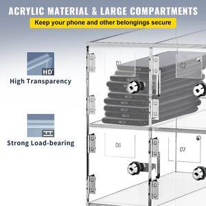 Caja transparente de acrílico para almacenamiento de teléfono móvil montada en la pared de 20 ranuras con cerraduras de puerta y llaves para uso en oficina, aula o gimnasio - Product Image 4
