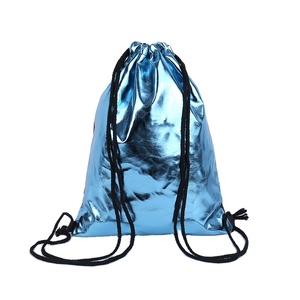 Metallic PU <b>Leather</b> Drawstring <b>Backpack</b> Bag <b>for</b> <b>Men</b> Women Gym Sports Rucksack Outdoor Travel Bag - Product Image 1