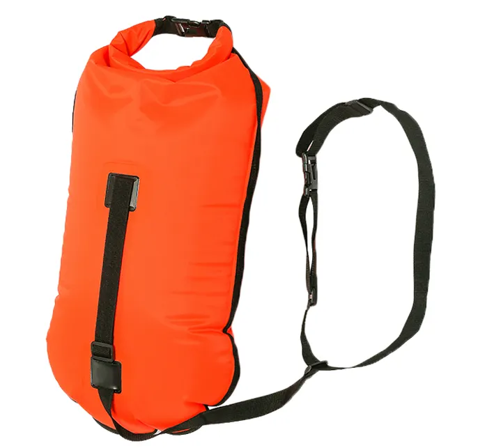 Open Water Swimming 28L High Visible Safety Swim Buoy - Ultralight Bubble Tow Float and Dry Bag for Kayaking Snorkeling Diving
