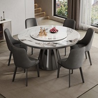 Ensemble table et chaises rondes en marbre de luxe moderne, 4, 6 ou 8 places, pour cuisine, salle à manger, salon, design de meubles métalliques uniques