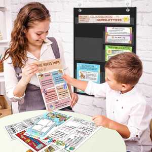Tablero Colgante Negro de 6 Bolsillos para Recursos de Aula, Tablero de Anuncios para Preescolar, Exhibición de Material Escolar y de Oficina (Tarjetas No Incluidas) - Product Image 4