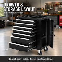 Système de rangement modulaire robuste pour garage de 30 pouces avec établi intégré et chariot à outils roulant en acier
