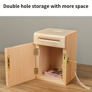 Hucha de madera personalizada con llaves, mini caja de ahorro de madera para niños, regalo para monedas - Product Image 2
