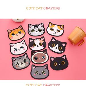 แผ่นรองแก้วกาแฟกันลื่น ทนความร้อน สำหรับโปรโมชั่น ของตกแต่งครัว ซิลิโคนรูปแมวน่ารัก - Product Image 2