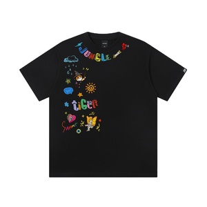 Colaborazione con Illustrator Vintage Jungle Tiger: Design Originale Americano Disegnato a Mano, Stile Graffiti, Vestibilità Ampia a Spalla Cadente, Manica Corta - Product Image 3