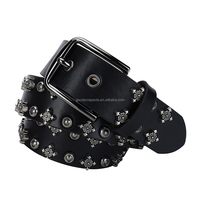 Ceinture Homme Tendance Punk Décontractée en Cuir Véritable avec Rivets et Strass, Boucle Ardillon, Vente en Gros Usine, Design Chaud et Durable