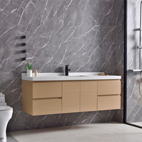 Meuble de salle de bain simple de grande taille moderne pour hôtels - Résistant à l'eau et écologique, garantie 3 ans, meubles de salle de bain avec lavabo