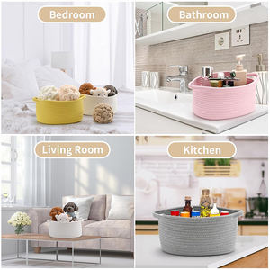 Panier cadeau tressé mignon en corde de coton avec poignée, paniers vides pour cadeaux, paniers cadeaux pour la Saint-Valentin - Product Image 5