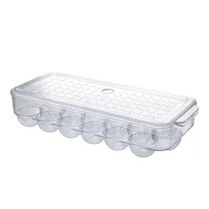 厨房容器透明21个鸡蛋托盘架冰箱食品储存容器收纳盒带盖蛋盒