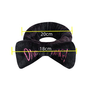Bandeau brodé <span class=keywords><strong>OMG</strong></span> en polaire corail pour femme, idéal pour le lavage du visage, le maquillage et les soins spa – Accessoire capillaire en gros - Product Image 6