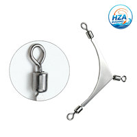 Swivel Snap Hook Konektor Joran Putar 3 Arah Baja Tahan Karat Kekuatan Tinggi untuk Jig Head Pancing