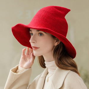 <span class=keywords><strong>Chapeau</strong></span> de sorcière en laine d'Halloween, <span class=keywords><strong>chapeau</strong></span> de fête, <span class=keywords><strong>chapeau</strong></span> tricoté pliable en laine pour pêcheur, décor de fête, <span class=keywords><strong>chapeau</strong></span> de sorcière de festival - Product Image 4