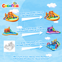 Casa de Brinco Inflable Cocofish, Centro de Juegos Inflable Oxford, Tobogán Acuático Portátil para Niños, Castillo Inflable Combinado para Fiestas en el Patio Trasero