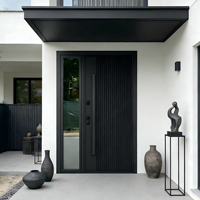 Portes extérieures de conception italienne de luxe avec double vitrage, porte pivotante de sécurité, entrée moderne, porte en bois et aluminium