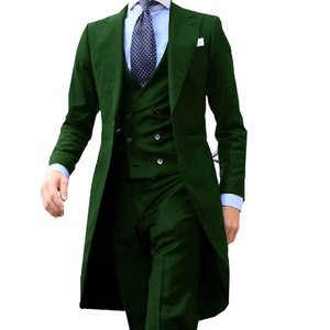 2024 New Arrival l <strong>Long</strong> <strong>Coat</strong> Designs Chinese Red <strong>Men</strong> Suit Gentle <strong>Men</strong> Tuxedo Prom Blazer Custom 3 Pieces (Jacket+vest+Pants) - Product Image 3