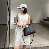 Nouveau Sac à Main de Créateur Vintage de Luxe en Cuir PU Véritable Tressé pour Femme