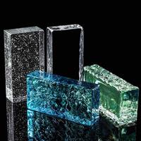 Bloc de verre cristallin coloré dégradé, briques carrées solides pour comptoir de bar de restaurant, décoration d'espace commercial