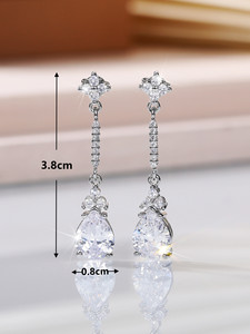 Orecchini Pendenti a Goccia in Cristallo Bianco a Forma di Pera per Donne, Eleganti Accessori per Uso Quotidiano e Feste - Product Image 5
