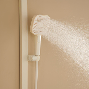 Système de douche mural thermostatique numérique moderne en laiton massif avec commande à touches <span class=keywords><strong>piano</strong></span> blanches et pommeau de douche pluie pour un confort de luxe - Product Image 4