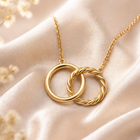 Bijoux minimalistes élégants en or plaqué or, argent sterling 925, pendentif double cercle, pendentif double anneau pour femmes