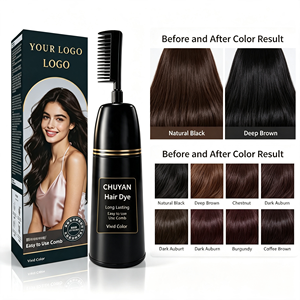 Crème colorante permanente pour cheveux à base d'extraits végétaux longue durée avec pinceau applicateur, service OEM, qualité professionnelle - Product Image 1