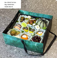 IMEE en stock, boîte cadeau carrée spéciale exquise de 15*15 pouces avec sac, boîte à fruits de luxe avec couvercle transparent