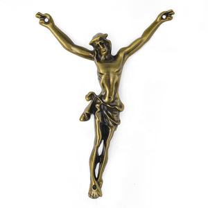 Crucifijo de Jesús de Bronce Antiguo, Estatua Religiosa para Decoración del Hogar, Cruz de Metal Personalizada para Colgar en la Pared, Regalo de Aleación de Jesús, Recuerdo - Product Image 1