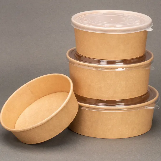 Разный Размер картона чашки/крафт-Салатница бумажный контейнер с крышками шляпы производства с 500ml -1300ml термос для хранения еды бумага 300gsm