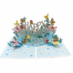 Tarjeta de Felicitación 3D Pop-Up para el Día de la Madre, Papel Impreso, Hecha a Mano, con Diseño Floral y de Mariposas, Tarjeta de Cumpleaños con Diseño Personalizado - Product Image 1
