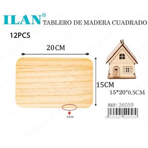 แผ่นไม้สี่เหลี่ยม Ilan ขนาด 15x20x0.5 ซม. สำหรับงานฝีมือและโครงการ DIY - Product Image 3