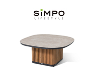 SIMPOLIFESTYLE Ensemble de canapés d'extérieur haut de gamme YACHT, structure en aluminium, bois de teck, imperméable, antirouille, design minimaliste, hôtel