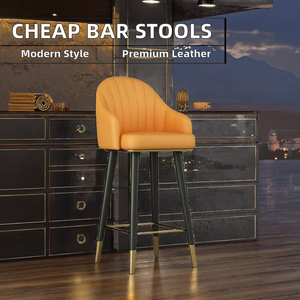 Ensemble de tabourets de bar et de chaises de restaurant modernes et abordables pour hôtel et salon, en cuir PU noir, livraison gratuite - Product Image 2