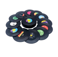 Vente en gros de sous-verres noirs en vinyle au design rétro personnalisé 6 pcs