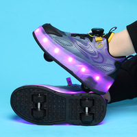 Chaussures de patin à roulettes lumineuses à LED pour enfants avec roues rétractables Chaussures de patinage sur glace pour enfants pour garçons Équipement de sport d'été