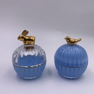 Vela redonda con pulverización de aves, tarro de vidrio blanco, verde, azul y rosa con tapa, taza de cera, tarro de caramelo de vidrio BR, venta al por mayor, <span class=keywords><strong>2022</strong></span> - Product Image 2