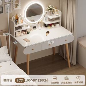 Coiffeuse K moderne et minimaliste pour chambre à coucher, table de maquillage pour petit appartement, nouveau style 2026, pour logement locatif - Product Image 6