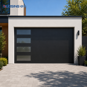 Porte de garage moderne <span class=keywords><strong>en</strong></span> acier avec panneaux <span class=keywords><strong>en</strong></span> verre trempé teinté et ouvre-porte télécommandé <span class=keywords><strong>pour</strong></span> villa moderne - Product Image 3
