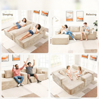 Ensemble de canapé modulaire en forme de L, éponge haute densité, tissu en velours côtelé, design minimaliste moderne, sièges pliables, respectueux de l'environnement