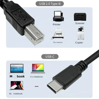 Câble d'imprimante Cantell OEM Type C personnalisable 0.5m 1m 1.5m 2m gaine PVC USB 2.0 MIDI OTG fonction de charge fonction scanner