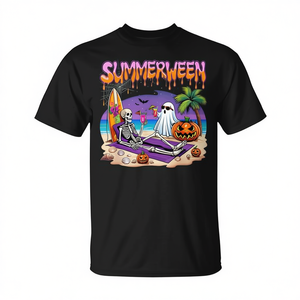 Camiseta de Halloween con diseño de esqueleto fantasma de playa de Summerween - Product Image 2