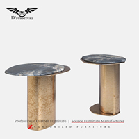Table basse carrée moderne en bois de style italien, design luxueux, avec base métallique réglable, personnalisable pour les salons