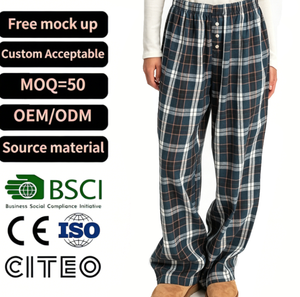 <strong>Women</strong> Green <strong>Plaid</strong> Wide Leg Pants High Waist Button Front Loose Fit <strong>Trousers</strong> Vintage Checkered Casual Streetwear Female Bottoms - Product Image 1