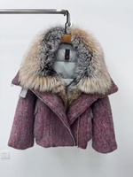 Manteau d'hiver court de luxe pour femme avec grand col en vraie fourrure de renard, doudoune épaisse et chaude pour la revente, la vente en gros et la personnalisation