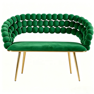 Sofá <span class=keywords><strong>de</strong></span> Terciopelo <span class=keywords><strong>de</strong></span> Lujo para Hotel, Sofá <span class=keywords><strong>de</strong></span> Dos <span class=keywords><strong>Plazas</strong></span> con Respaldo Acolchado para Vestíbulo <span class=keywords><strong>de</strong></span> Hotel, Cafetería, Hogar - Product Image 3