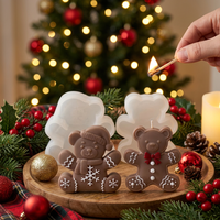 J-5289/90 2 Designs Weihnachts-Bär Silikonform für Kerzenherstellung, Duftkerzenform, Heimdekoration, Bär-Formen für Tortendekoration