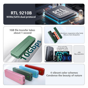 ITGZ 10Gbps USB <span class=keywords><strong>3.2</strong></span> Gen 2 NVMe Type-C Casing SSD M.2 Eksternal Berbahan Aluminium untuk Hard Drive Mobile SATA dengan Casing Merah - Product Image 3