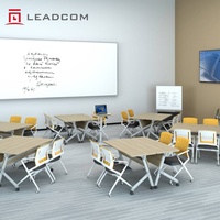 Table de réunion modulaire pliante LEADCOM LS-424AS certifiée BIFMA pour projets de bureaux commerciaux clés en main