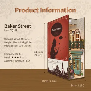Tonecheer baker street Diy kerajinan 3d Kit Puzzle kayu buku Nook untuk dewasa